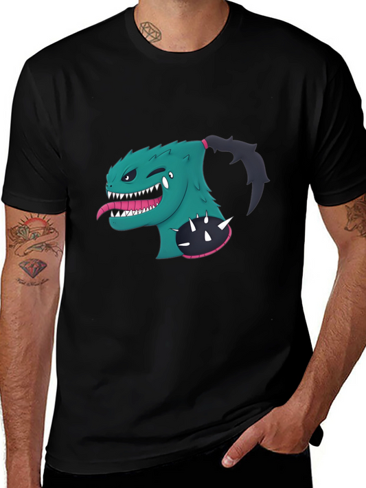 Monster Cartoon Graphic Black T-Shirt