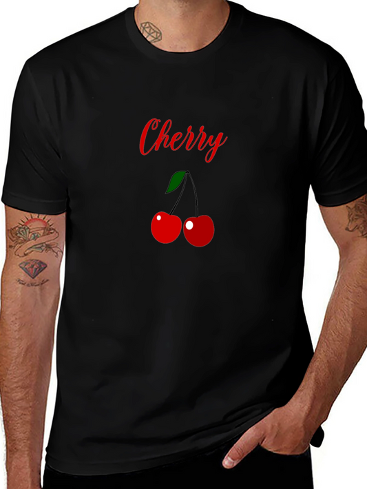 Cherry Graphic T-Shirt -  Stylish Black Tee