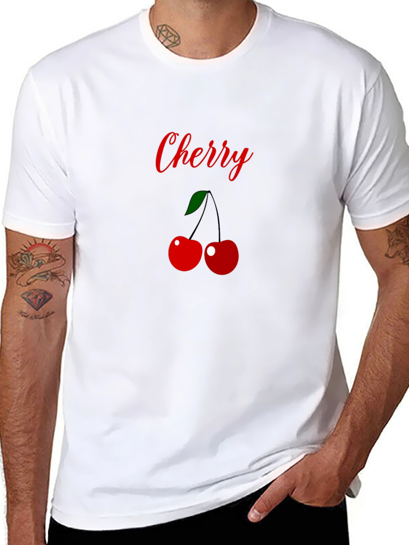 Cherry Graphic T-Shirt -  Stylish Black Tee