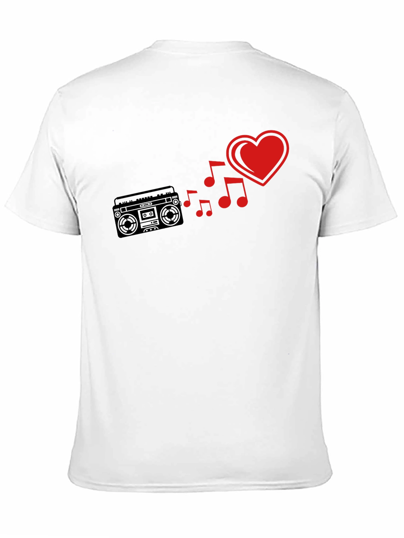 Retro Music Love T-Shirt - Boombox & Heart Design