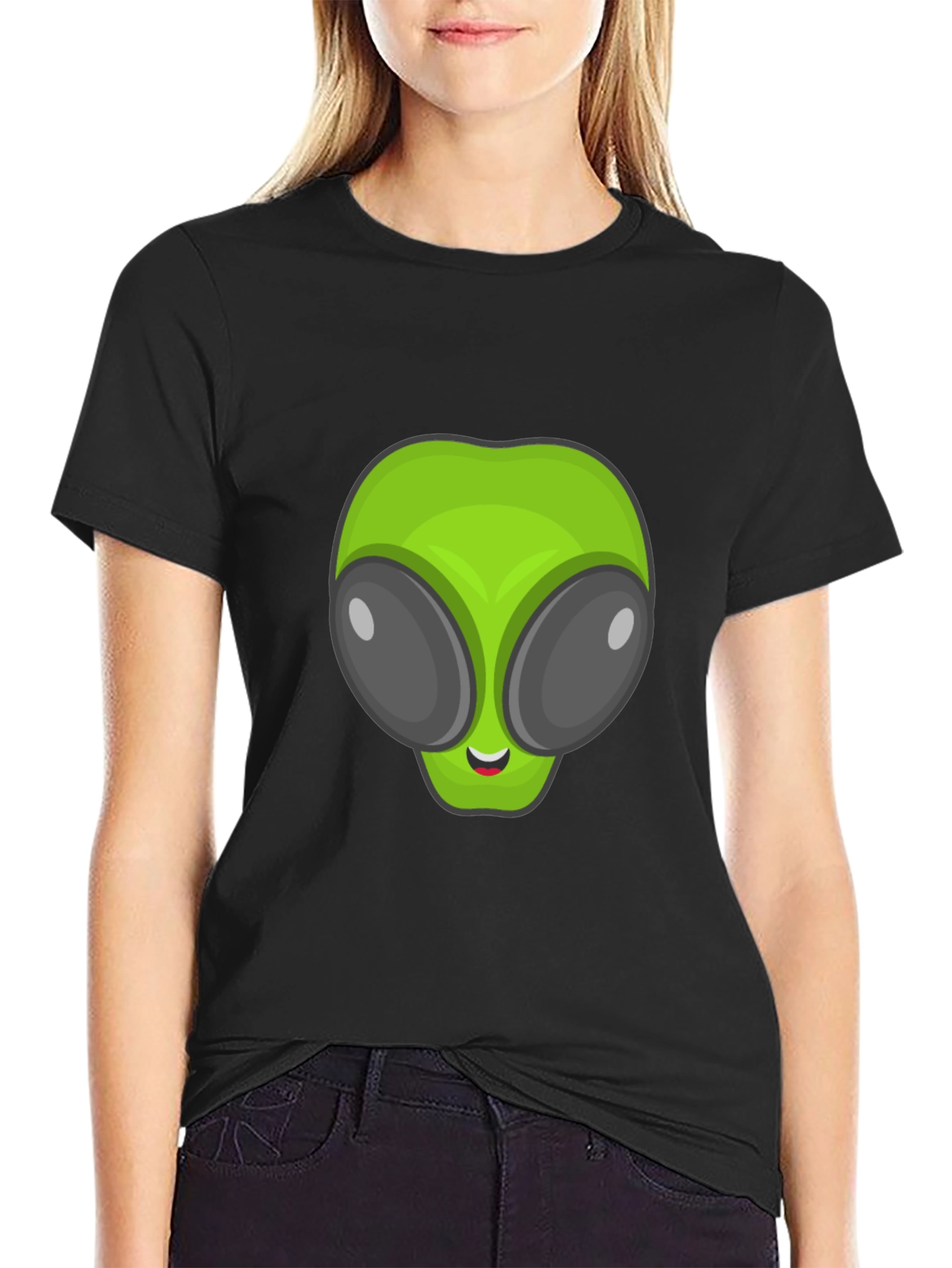 Alien Head Graphic Black T-Shirt