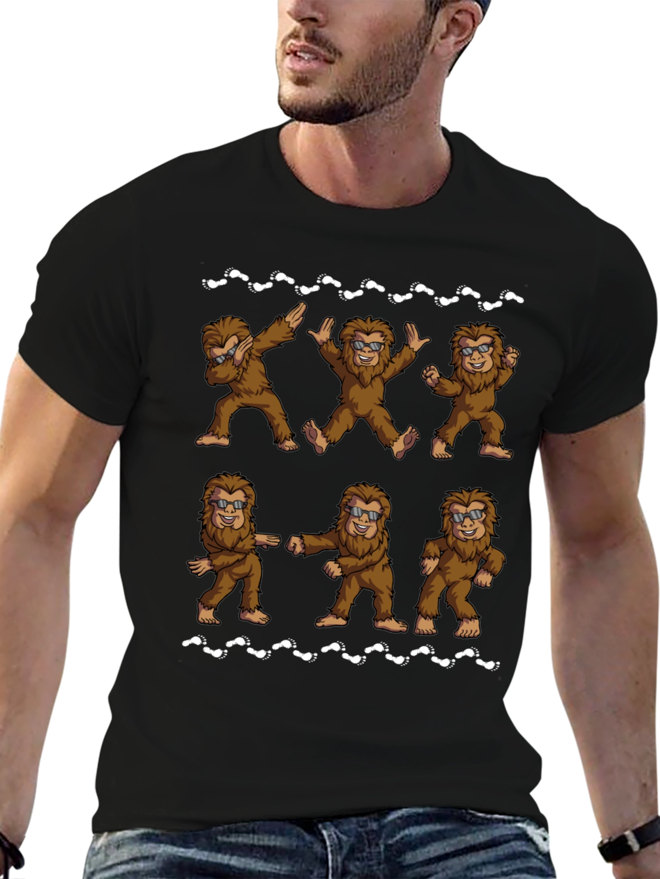 Funny Bigfoot Dance Black T-Shirt