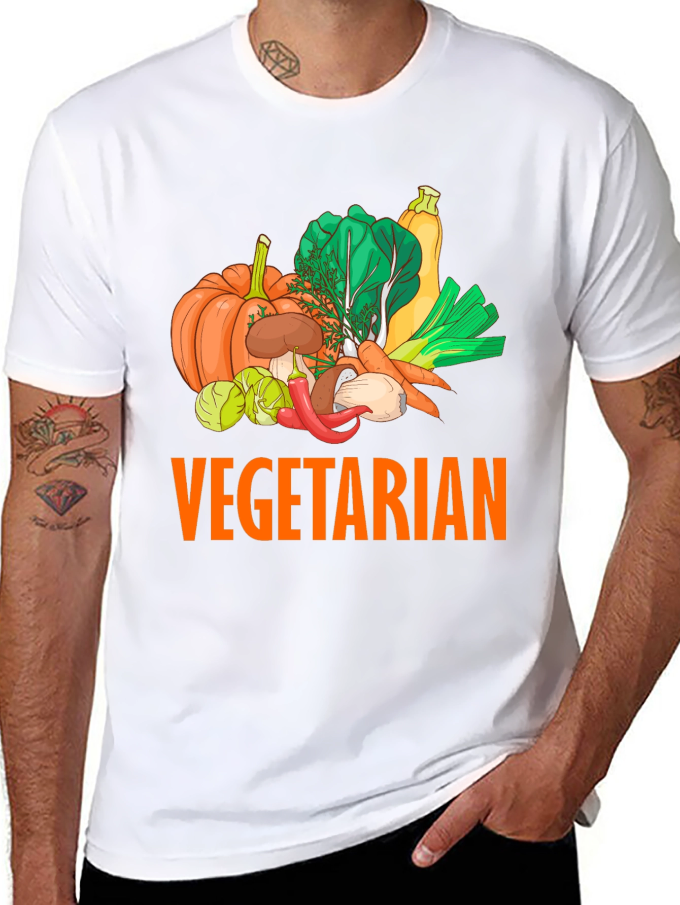 Vegetarian Graphic Tee - Fresh Veggie Design