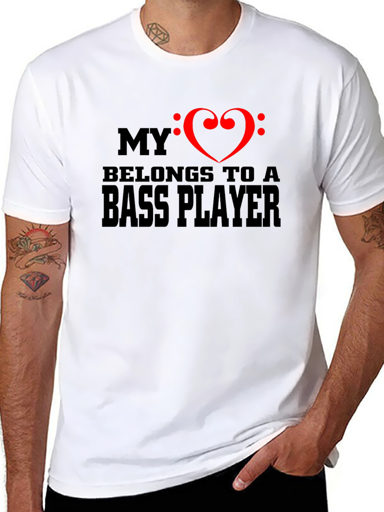 Bass Player Heart T-Shirt - Music Lover Tee