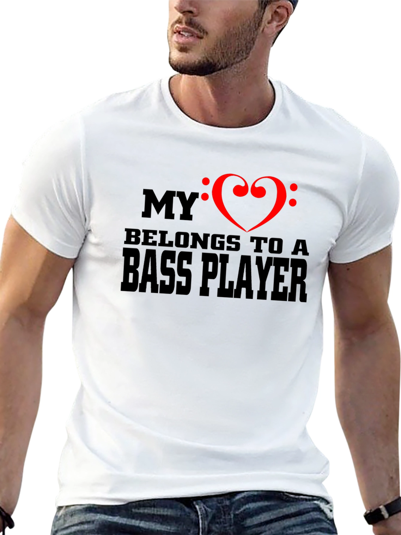 Bass Player Heart T-Shirt - Music Lover Tee