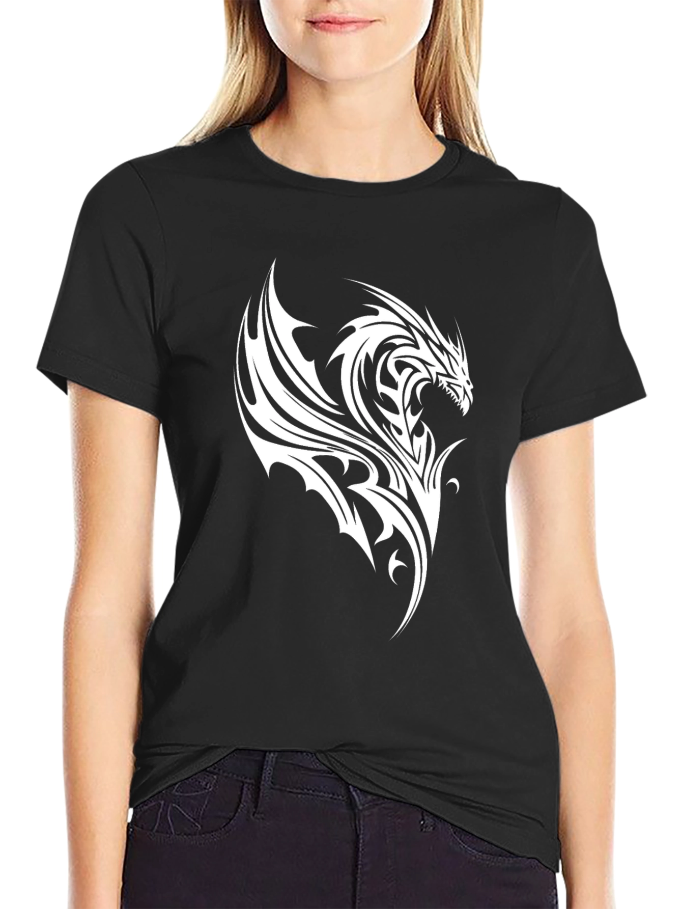 Dragon Graphic Print Black T-Shirt