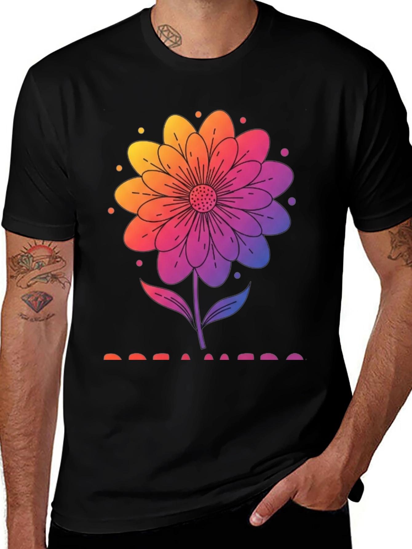 Rainbow Flower Graphic T-Shirt