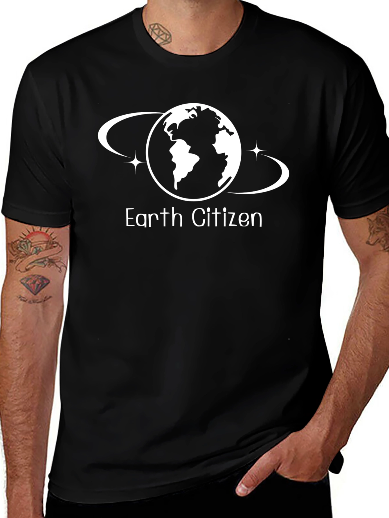 Earth Citizen Black T-Shirt - Global Awareness Tee