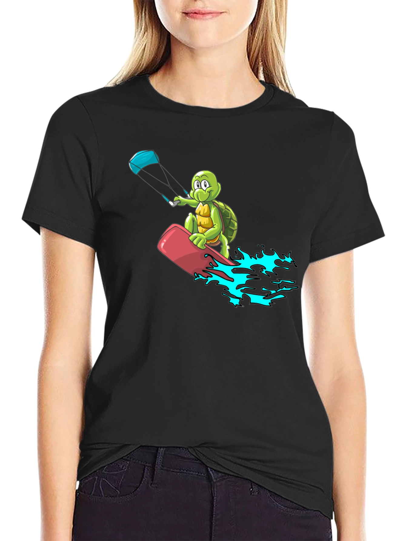 Turtle Kitesurfing Black T-Shirt