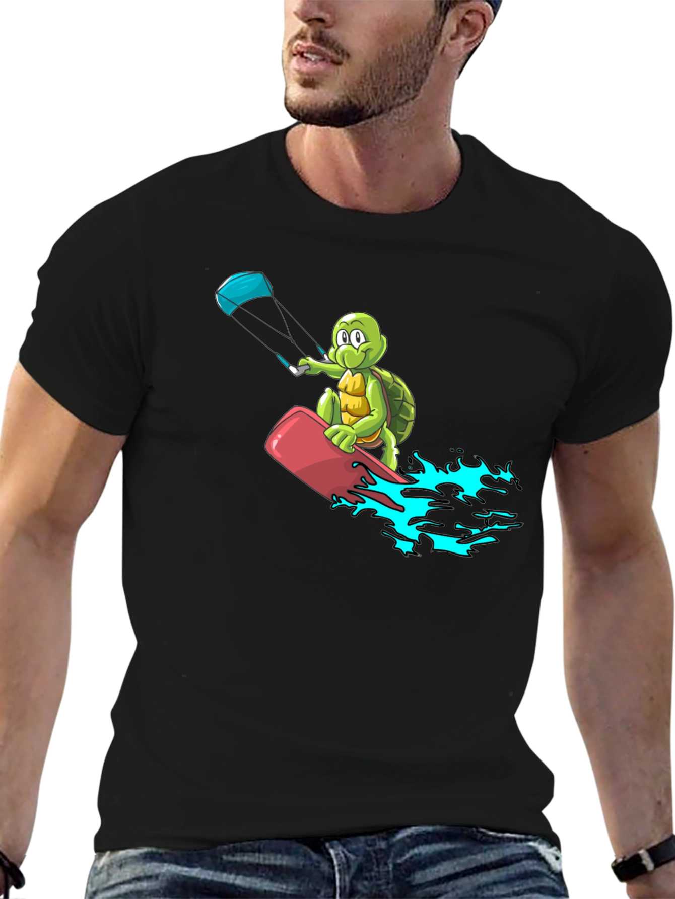 Turtle Kitesurfing Black T-Shirt