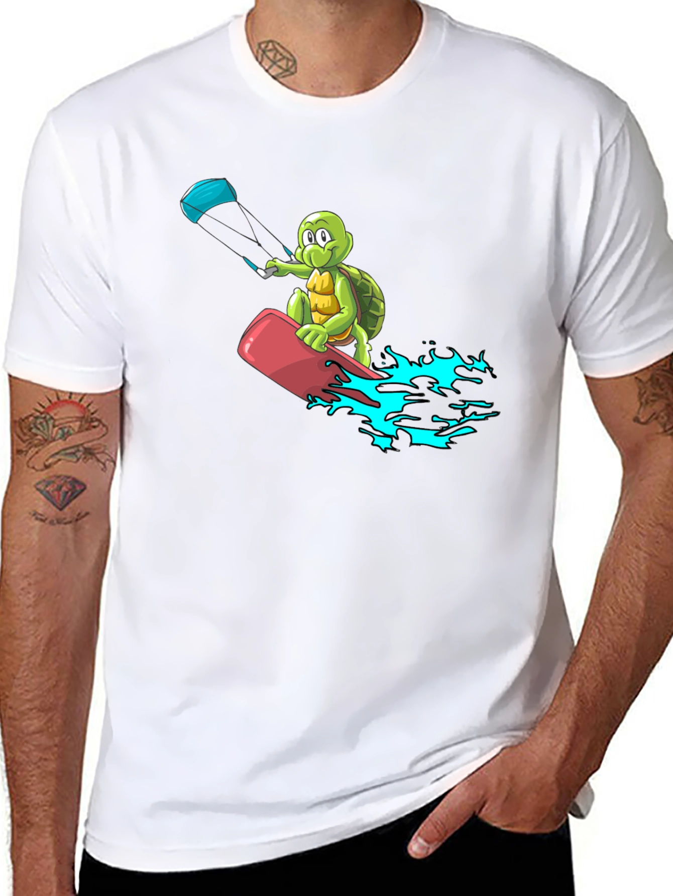 Turtle Kitesurfing Black T-Shirt