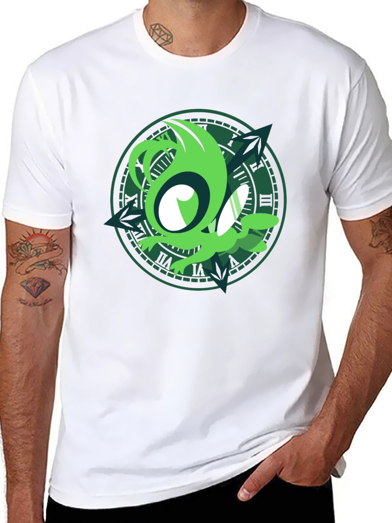 Green Sprite Graphic Black T-Shirt