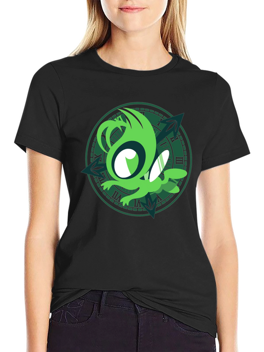 Green Sprite Graphic Black T-Shirt