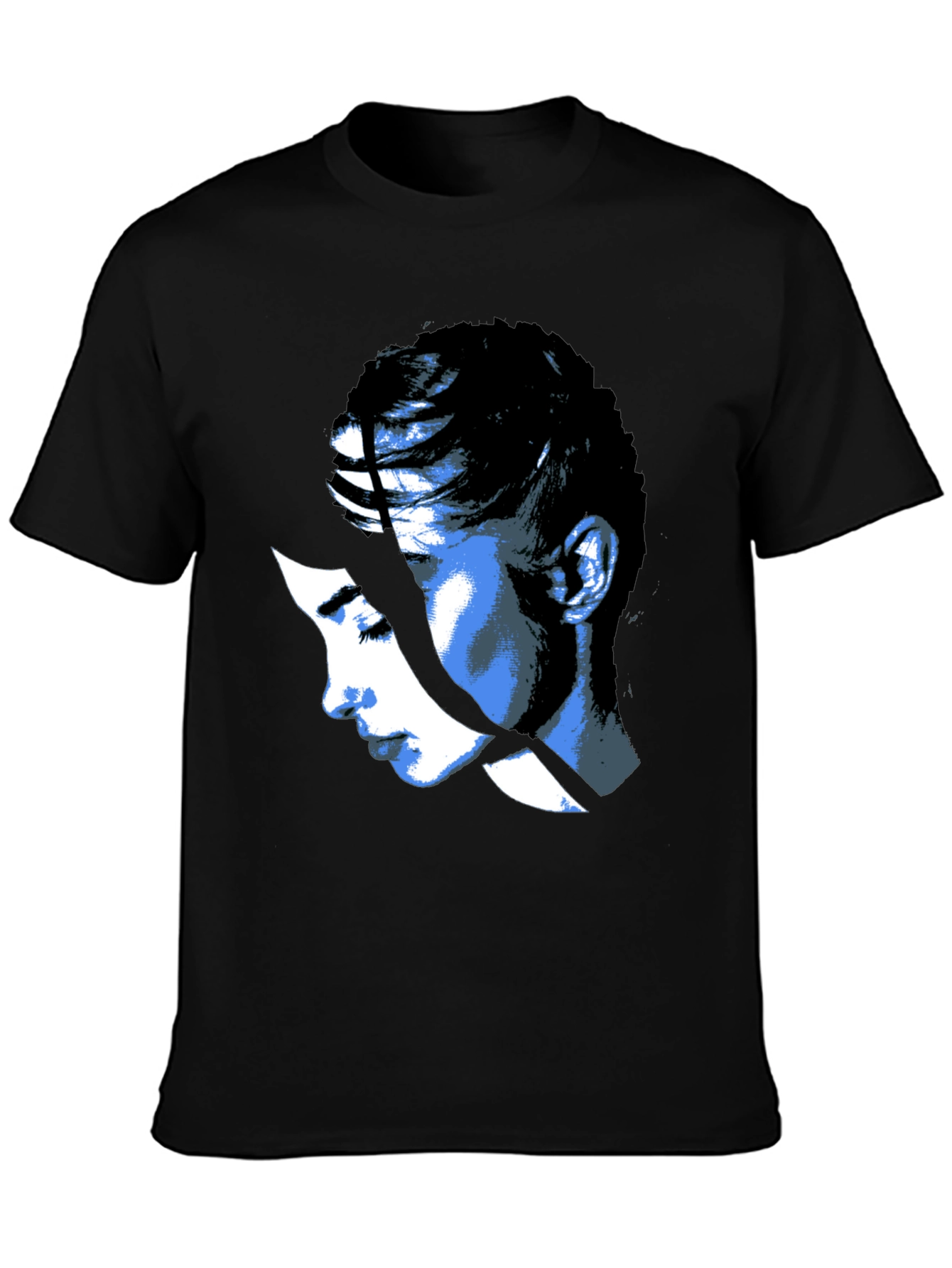 Abstract Face Graphic Print Black T-Shirt