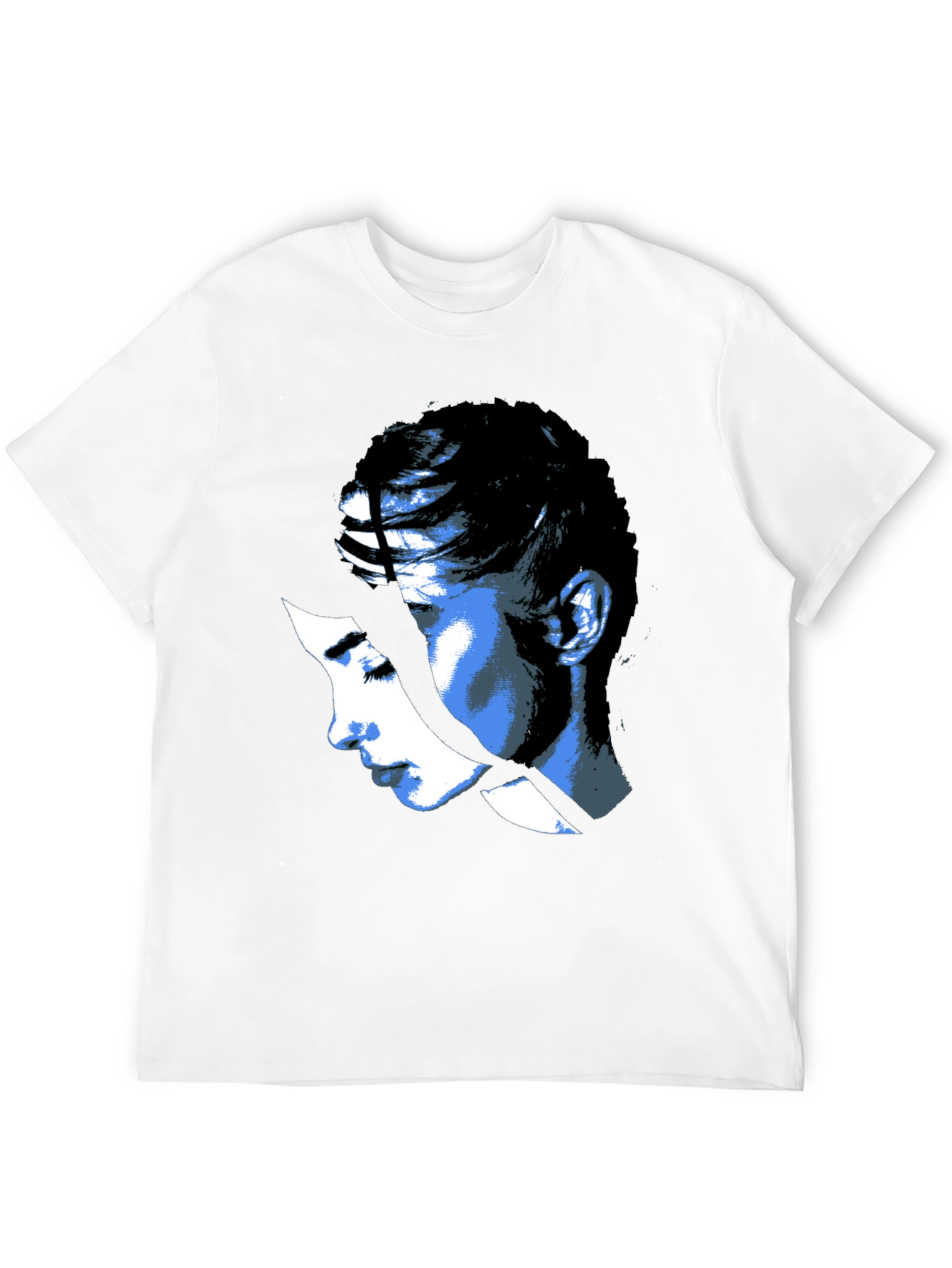 Abstract Face Graphic Print Black T-Shirt