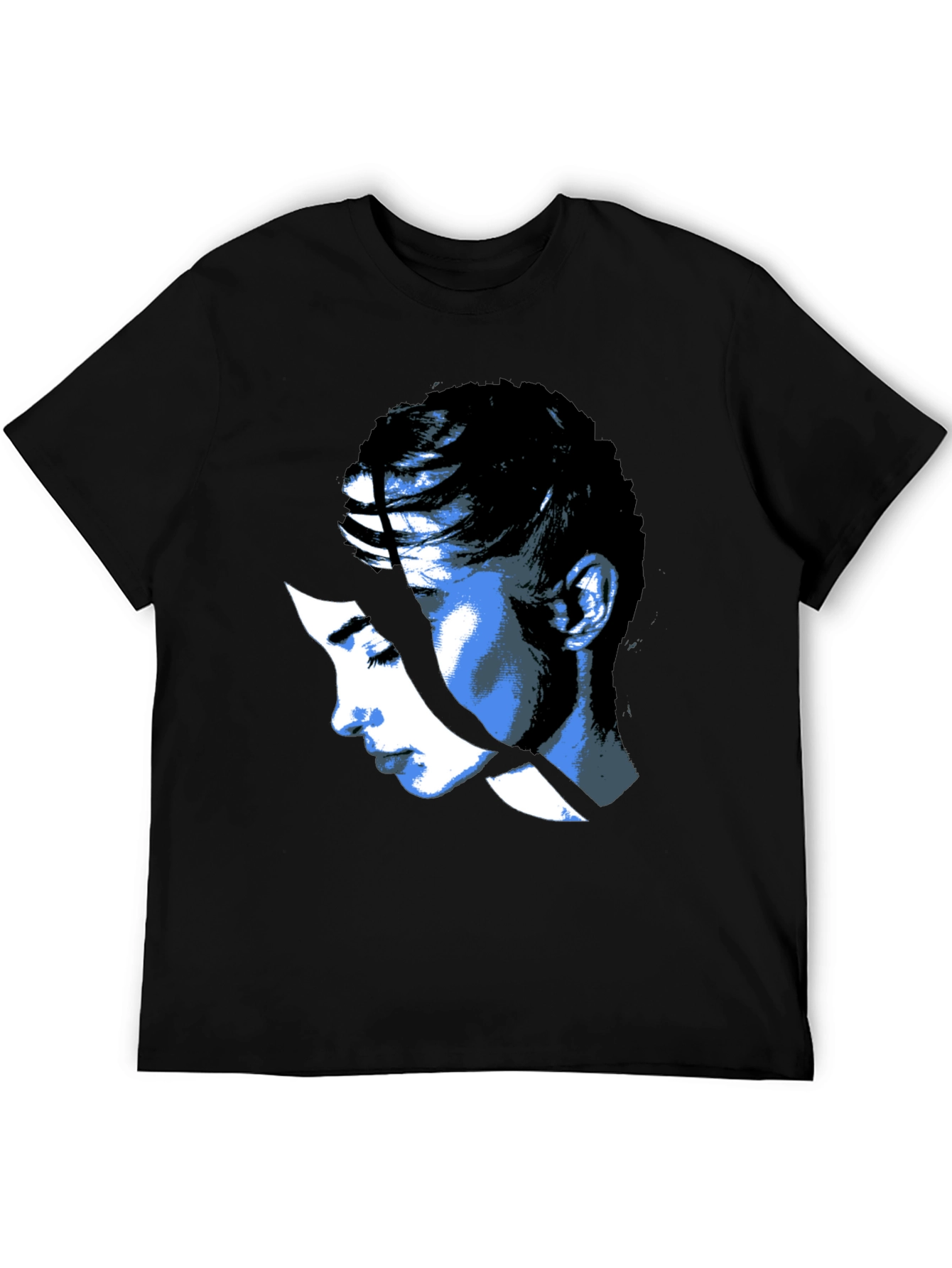 Abstract Face Graphic Print Black T-Shirt