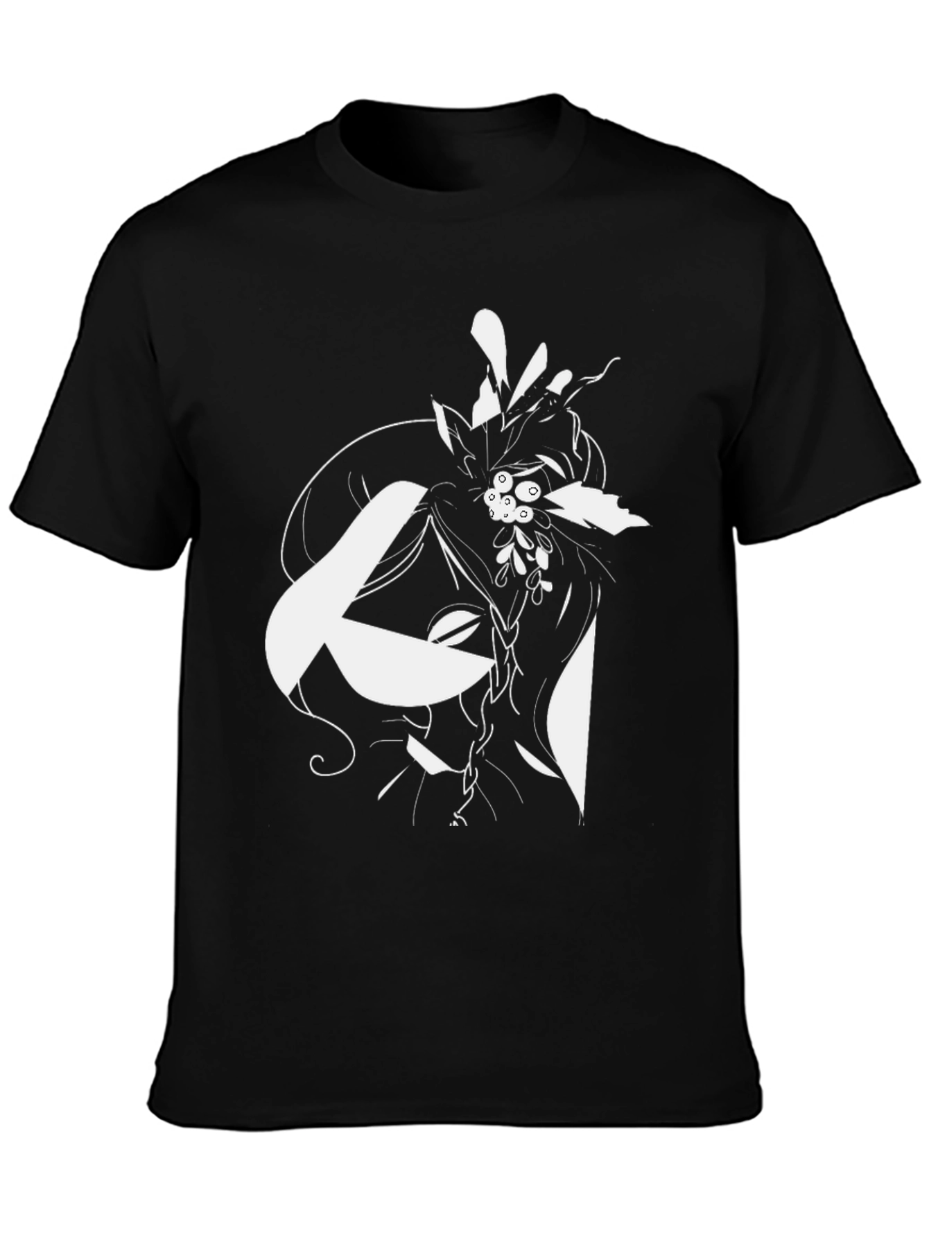 Abstract Floral Graphic Black T-Shirt