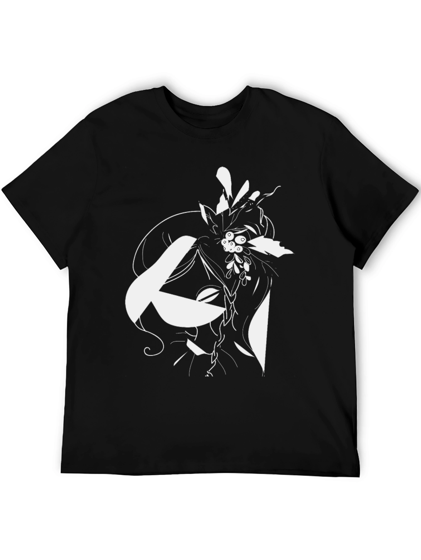 Abstract Floral Graphic Black T-Shirt
