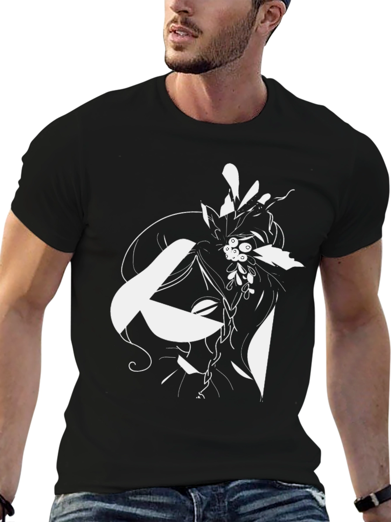 Abstract Floral Graphic Black T-Shirt