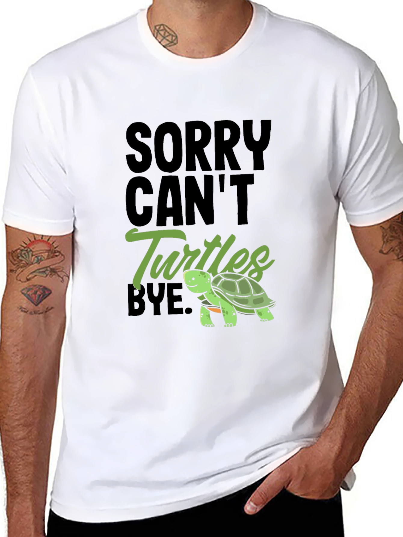 Sorry Cant Turtles Bye Black T-Shirt