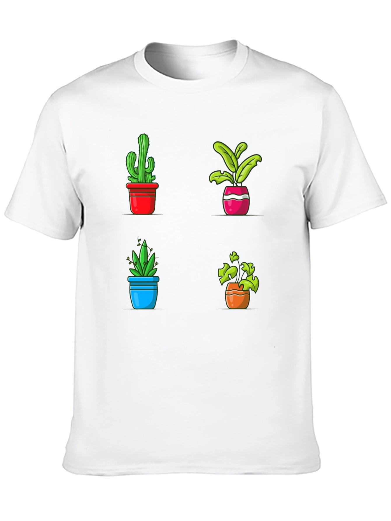Potted Plants Graphic Tee - Black Cotton T-Shirt