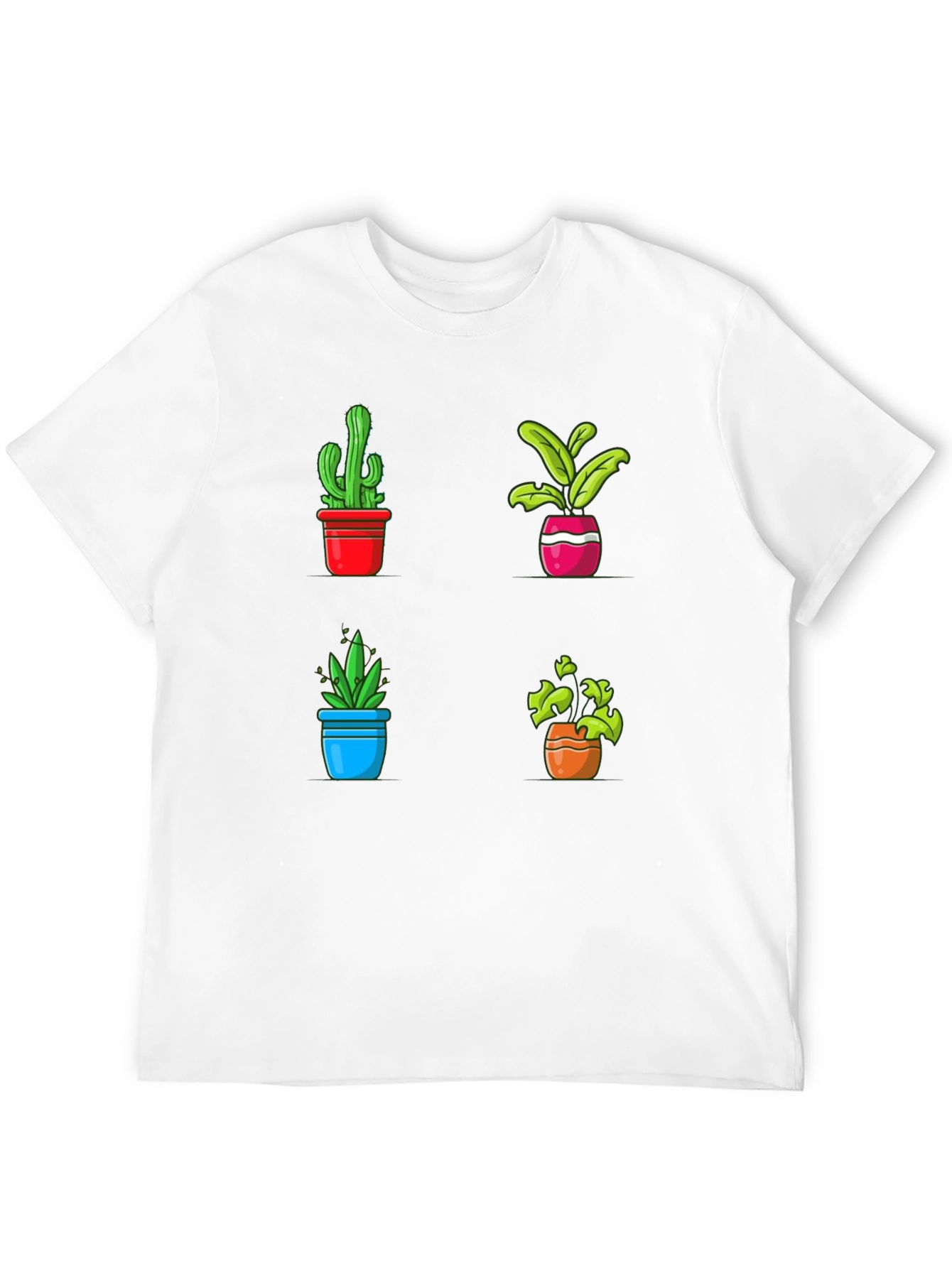 Potted Plants Graphic Tee - Black Cotton T-Shirt