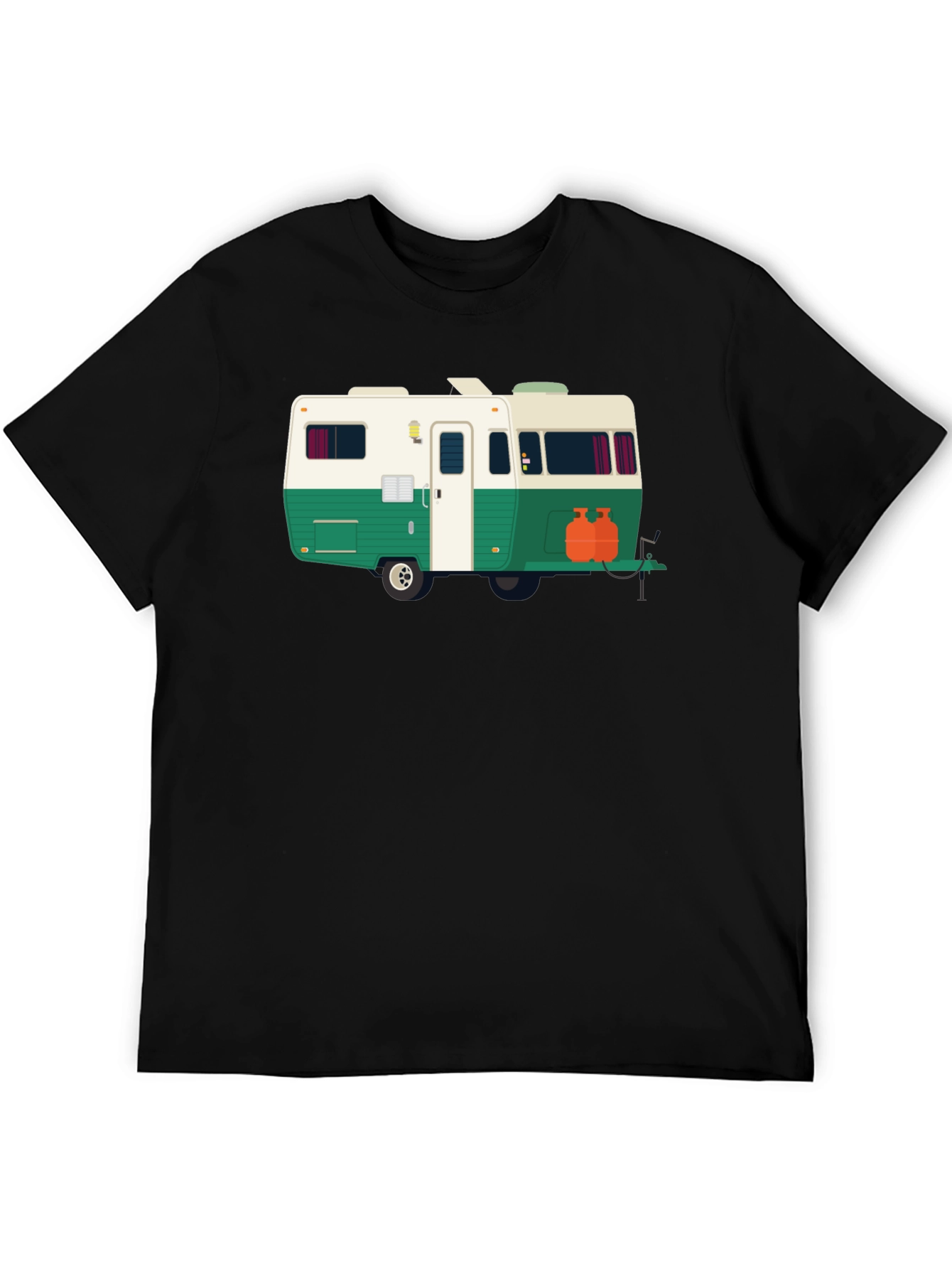 Retro Camper Graphic Tee - Black Cotton T-Shirt