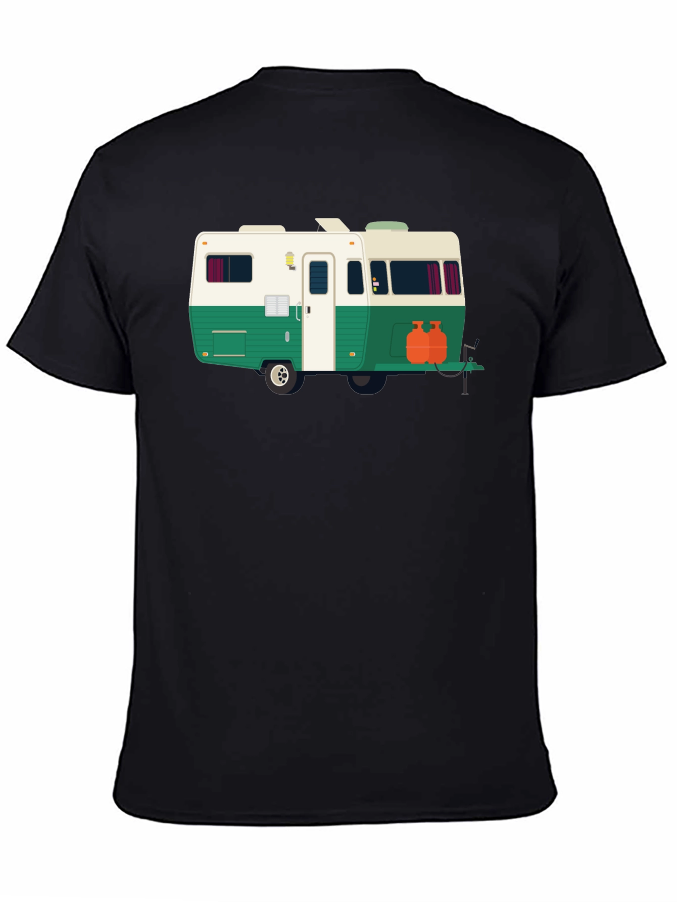 Retro Camper Graphic Tee - Black Cotton T-Shirt