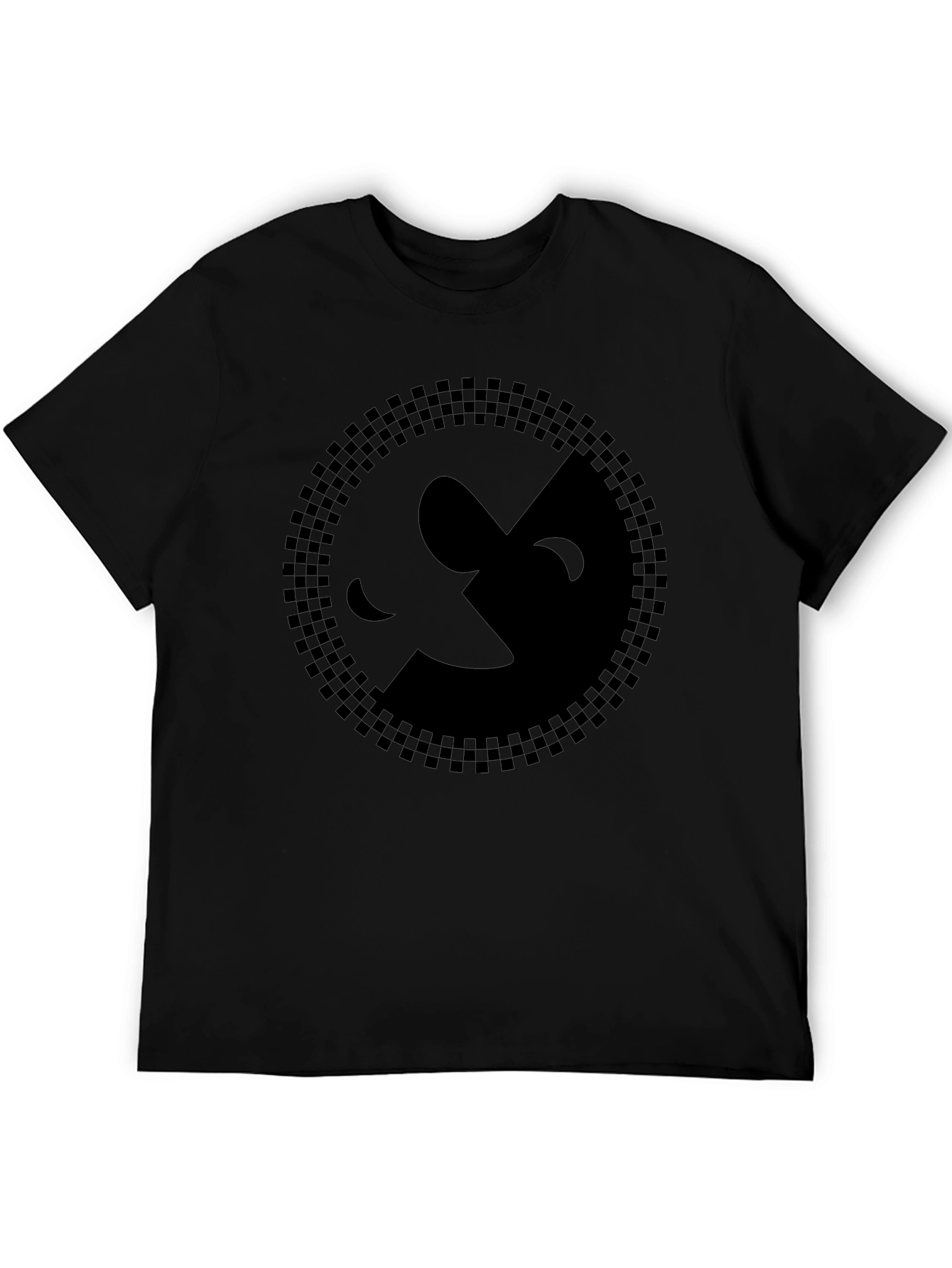 Yin Yang Checkerboard Graphic Tee - Black