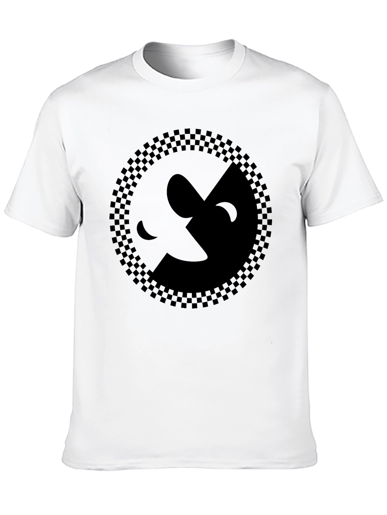 Yin Yang Checkerboard Graphic Tee - Black