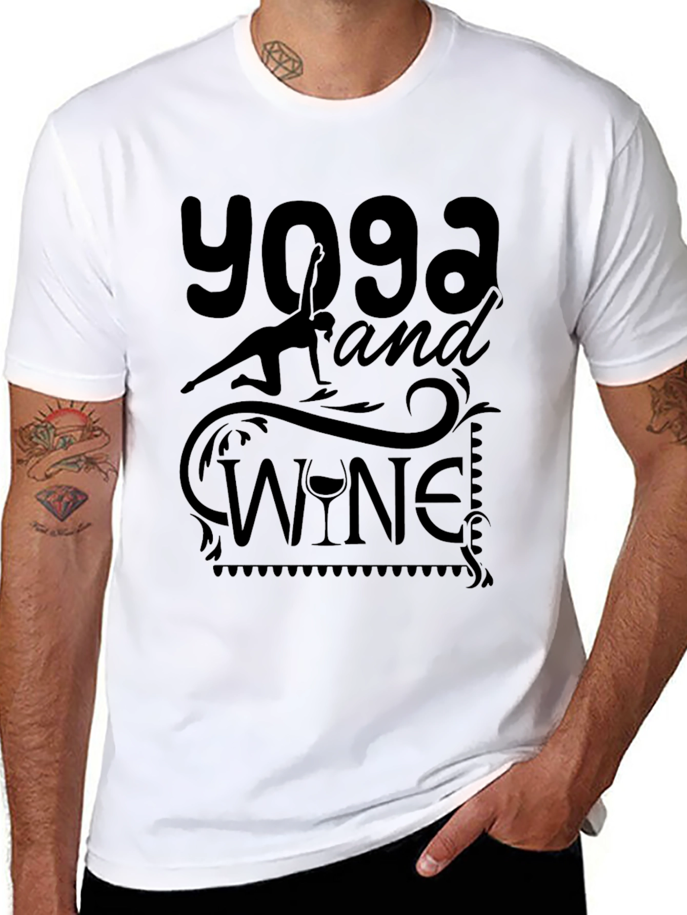 Yoga and Wine Graphic T-Shirt