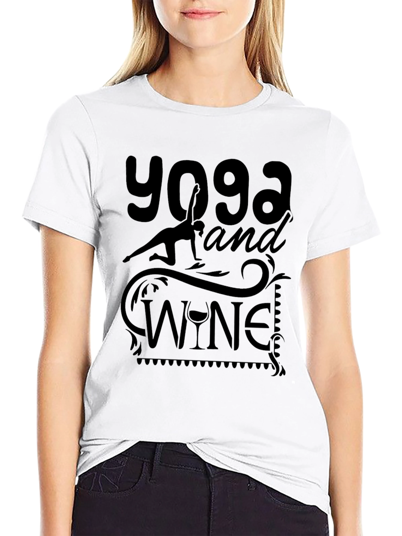 Yoga and Wine Graphic T-Shirt