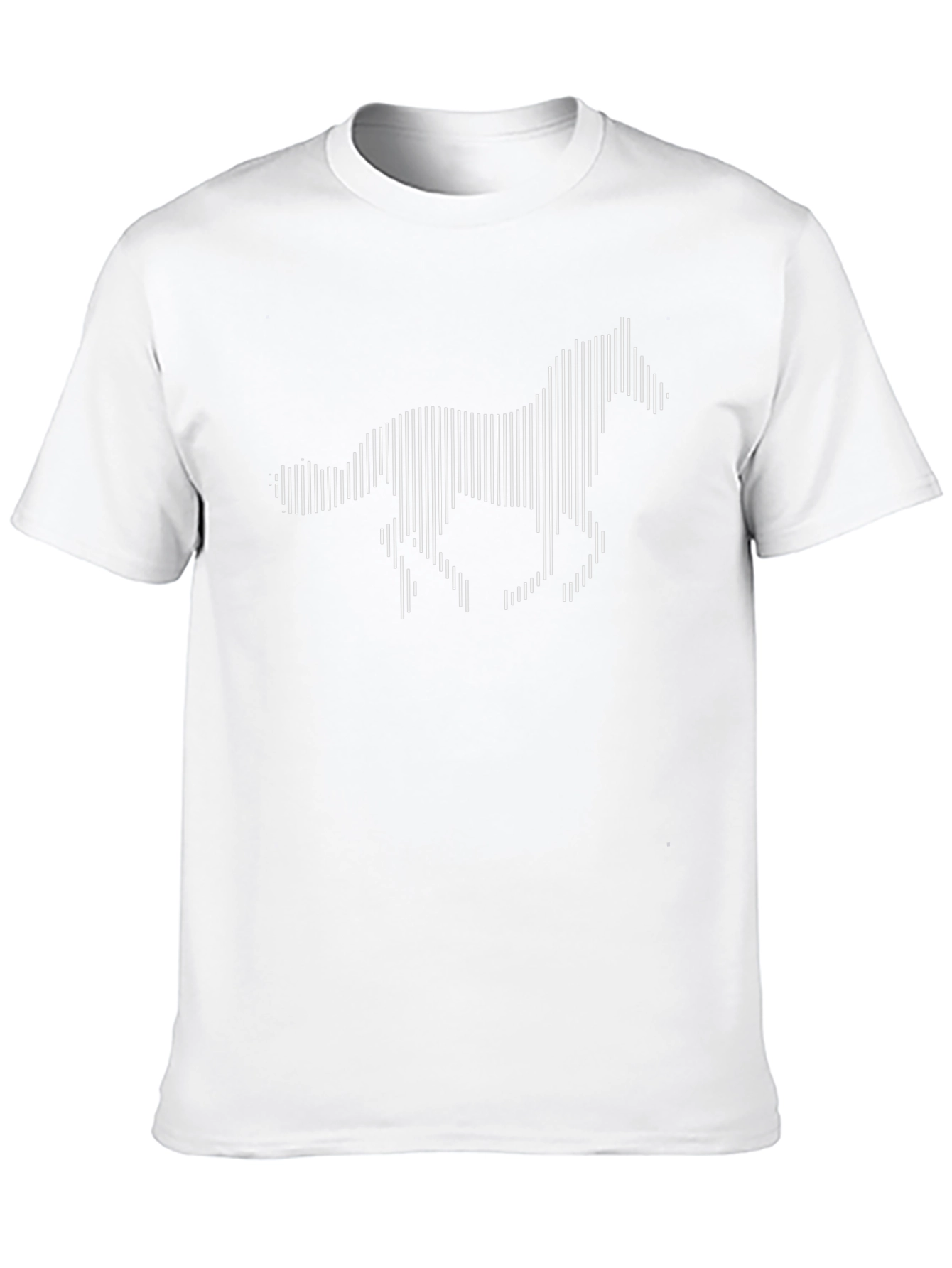 Black T-Shirt with White Abstract Horse Graphic