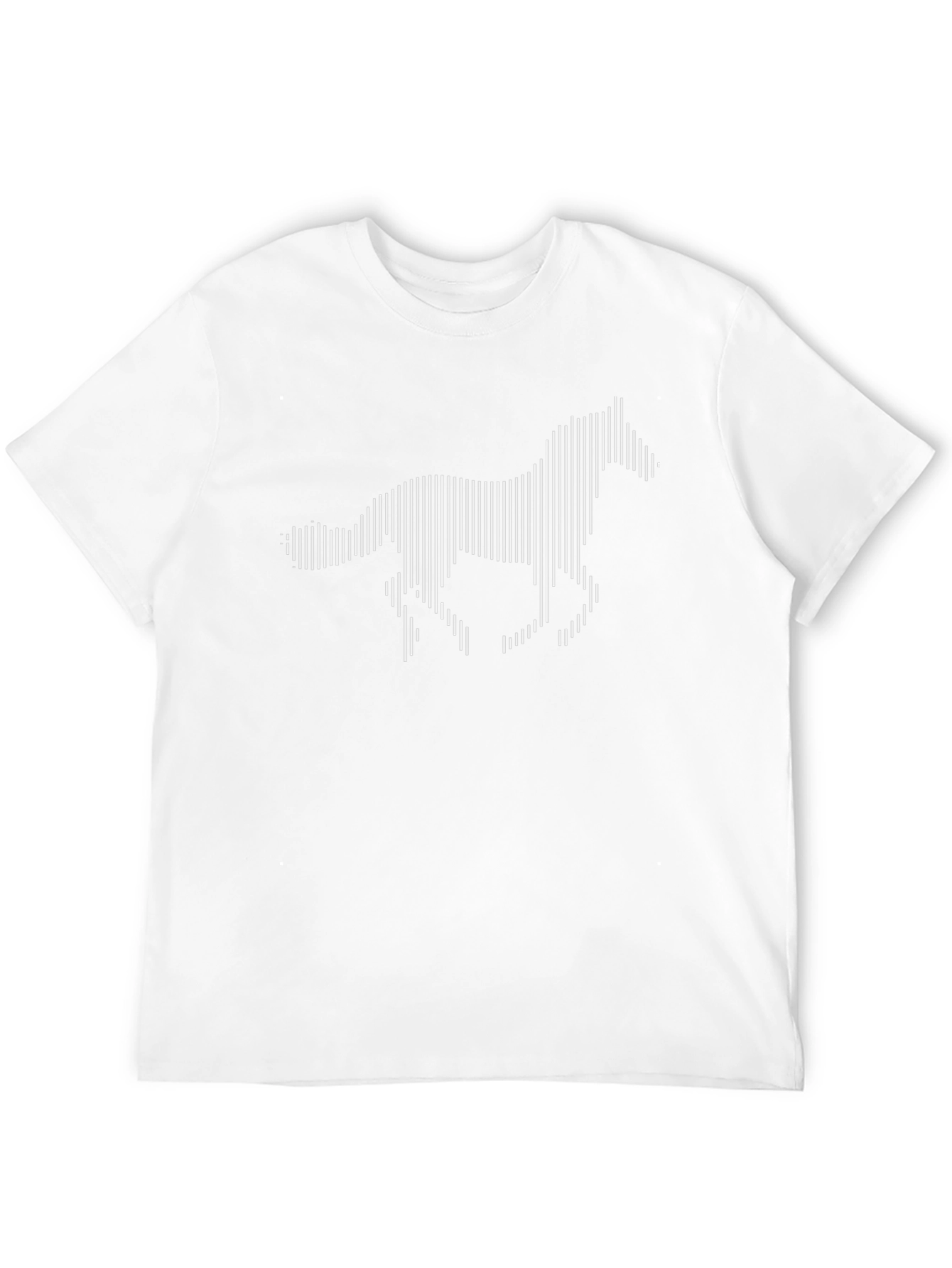Black T-Shirt with White Abstract Horse Graphic