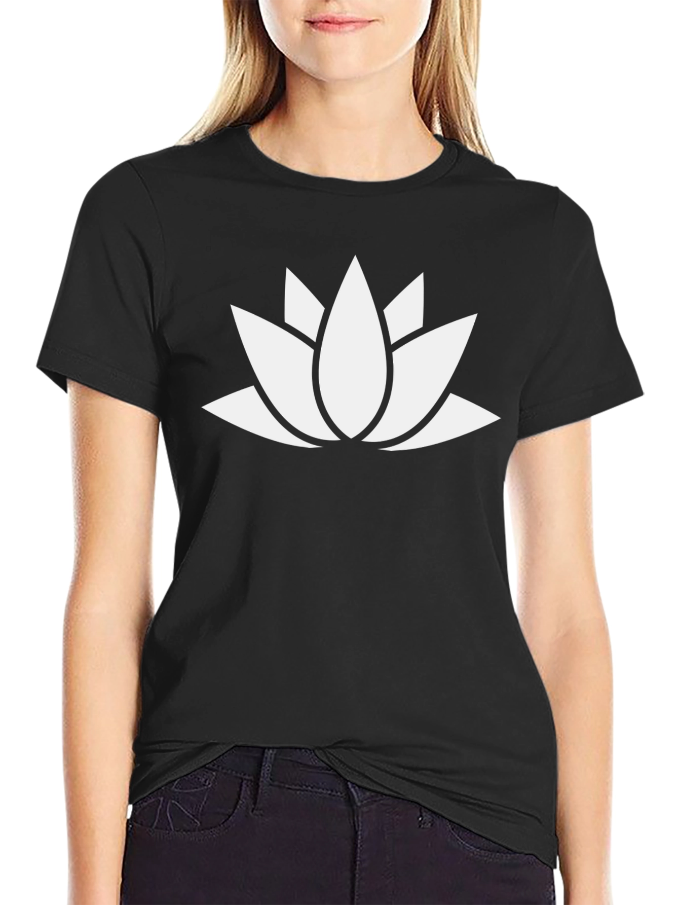 Lotus Flower Graphic Black T-Shirt