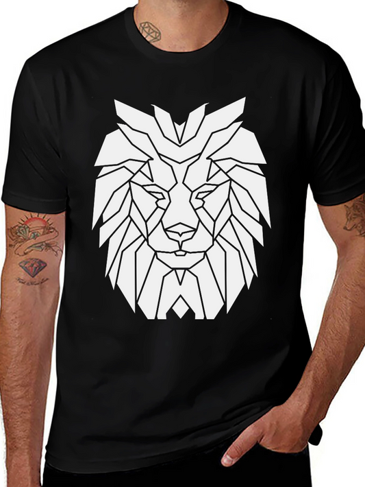 Geometric Lion Graphic Tee - Modern Streetwear