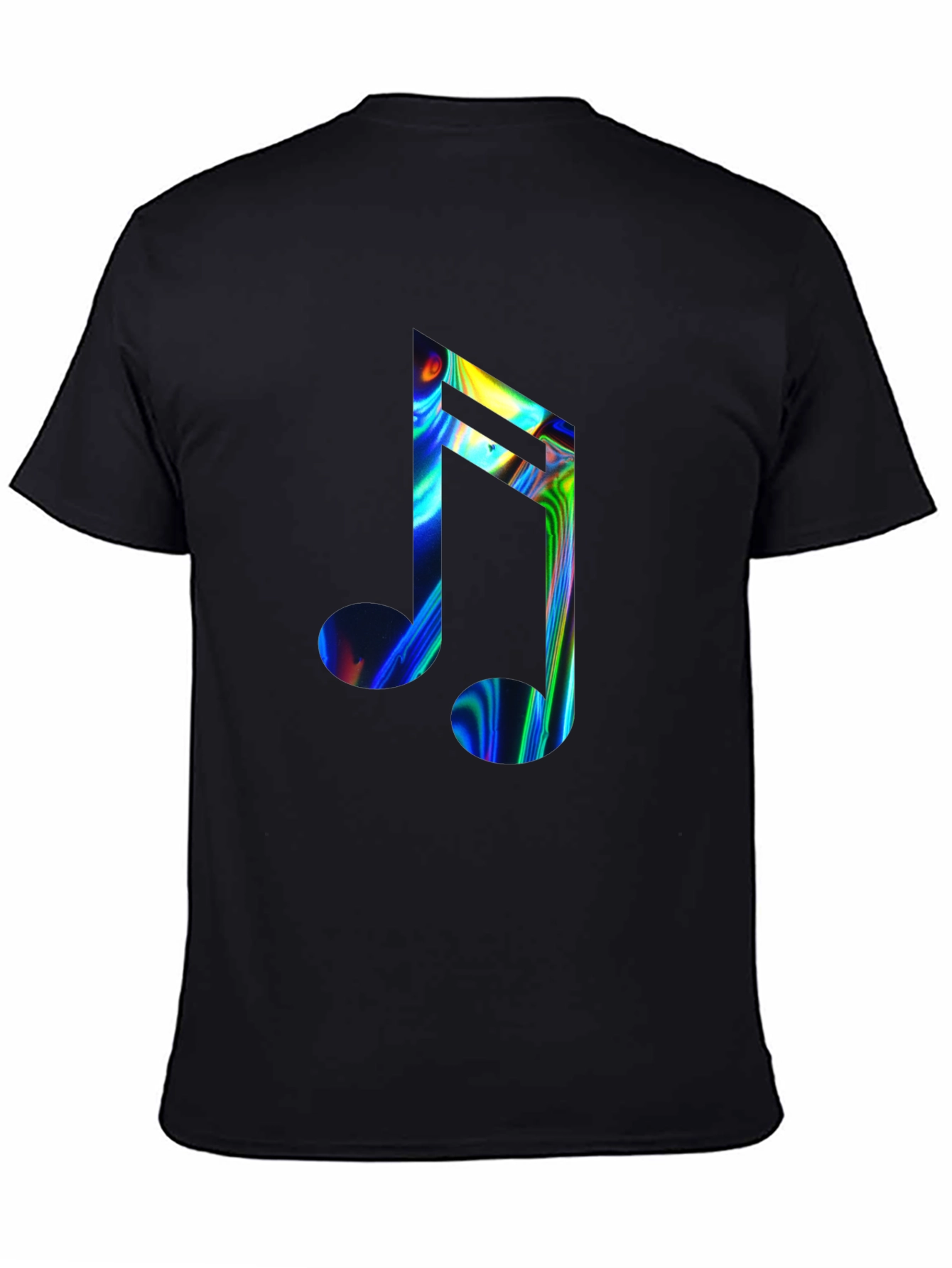 Vibrant Music Note Graphic Tee - Black
