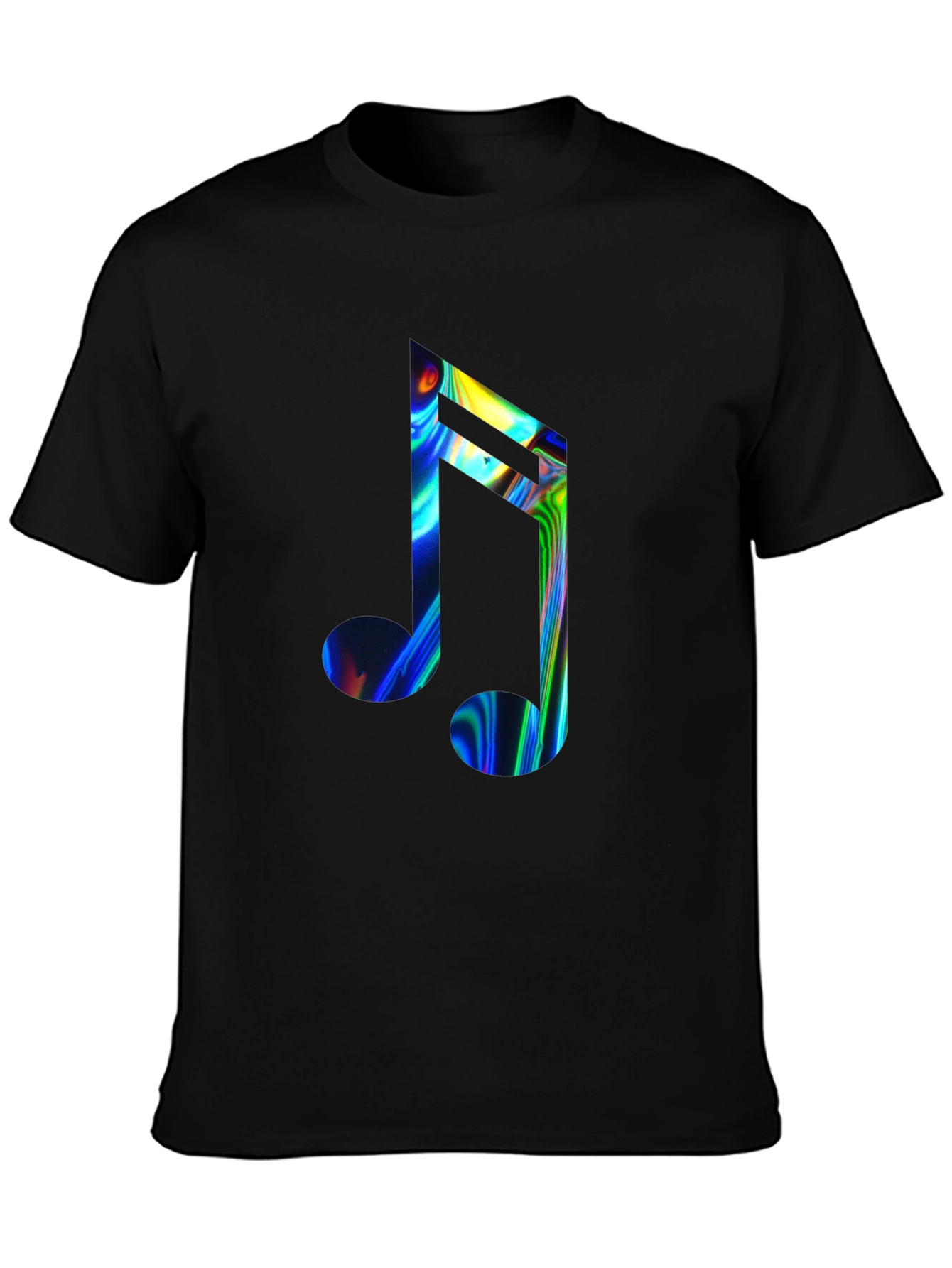 Vibrant Music Note Graphic Tee - Black