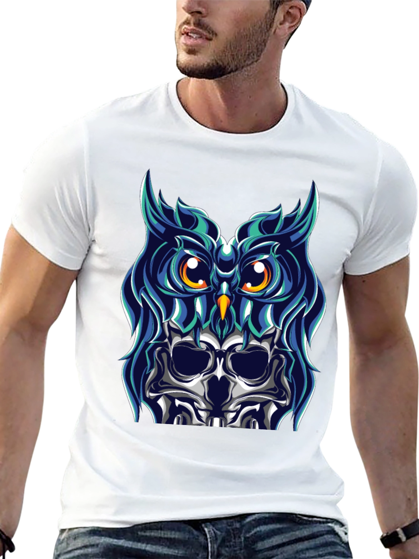Owl Skull Graphic Tee - Black T-Shirt