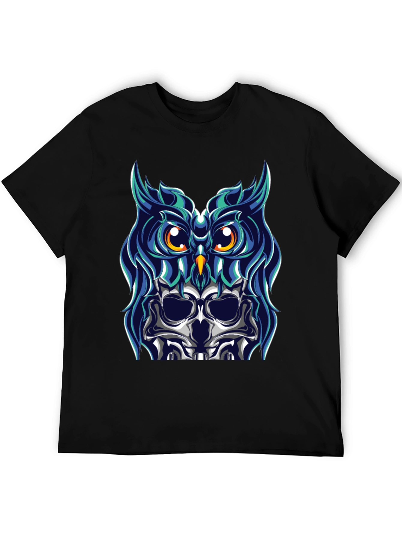 Owl Skull Graphic Tee - Black T-Shirt