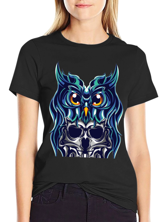 Owl Skull Graphic Tee - Black T-Shirt