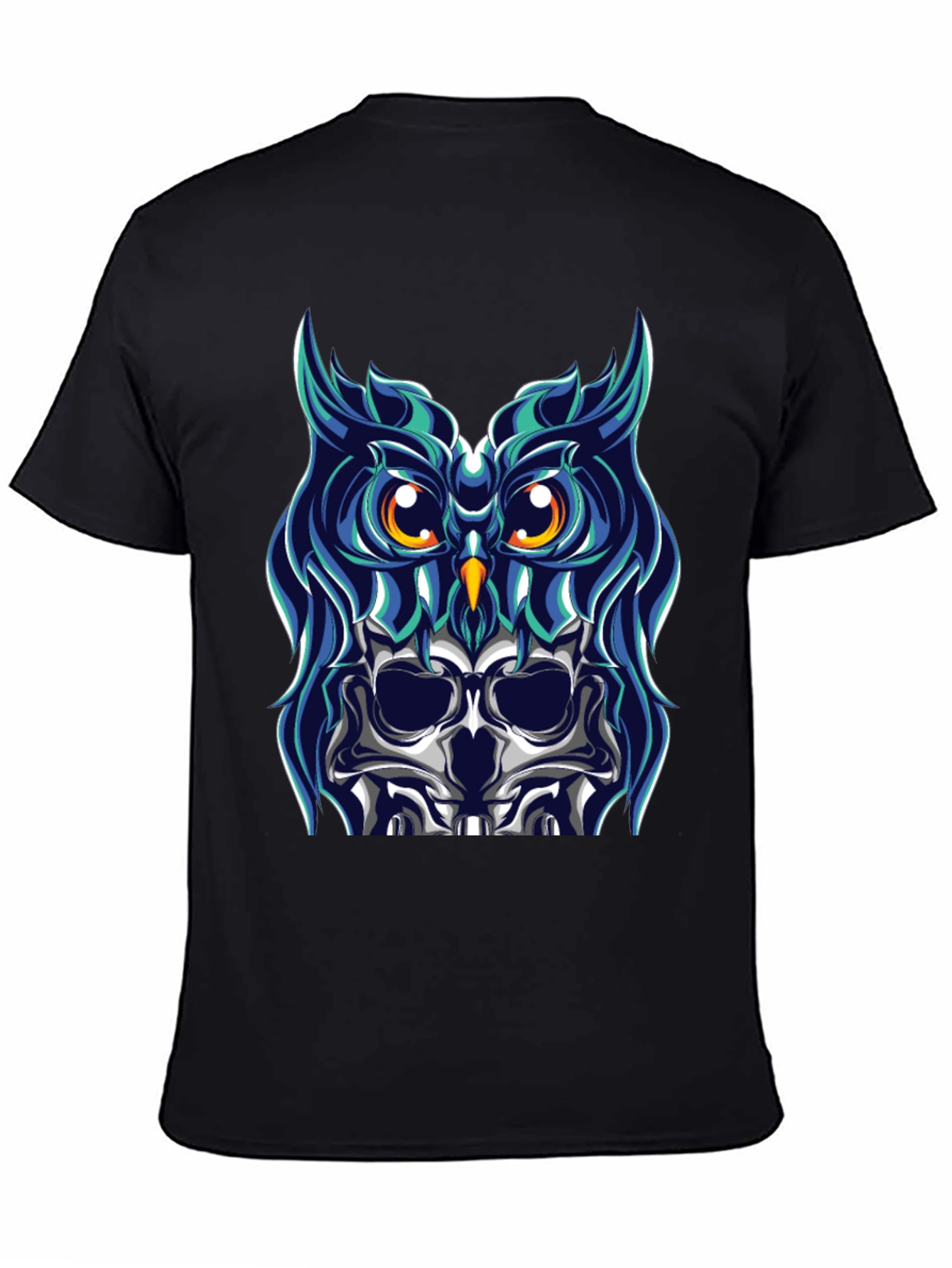 Owl Skull Graphic Tee - Black T-Shirt