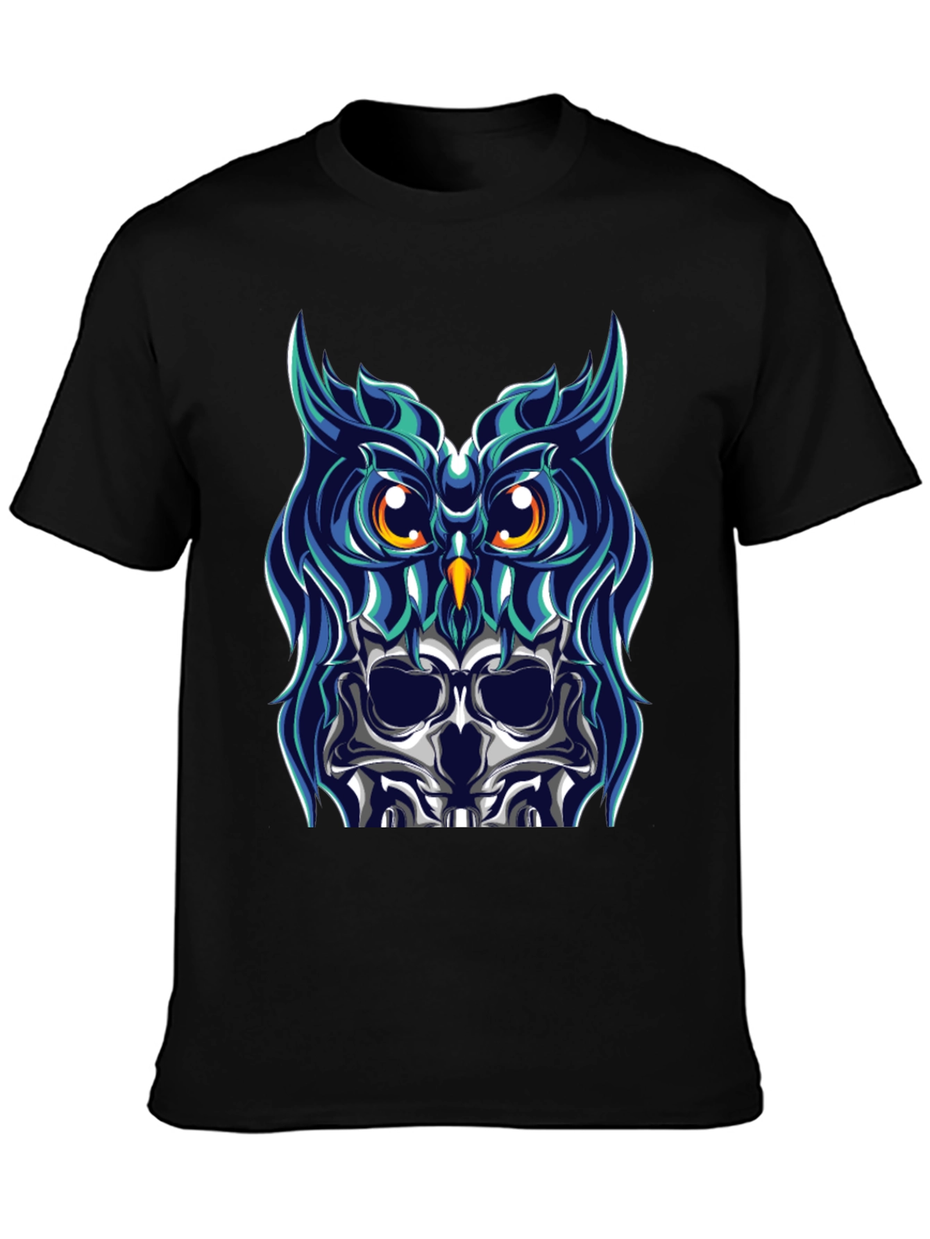 Owl Skull Graphic Tee - Black T-Shirt