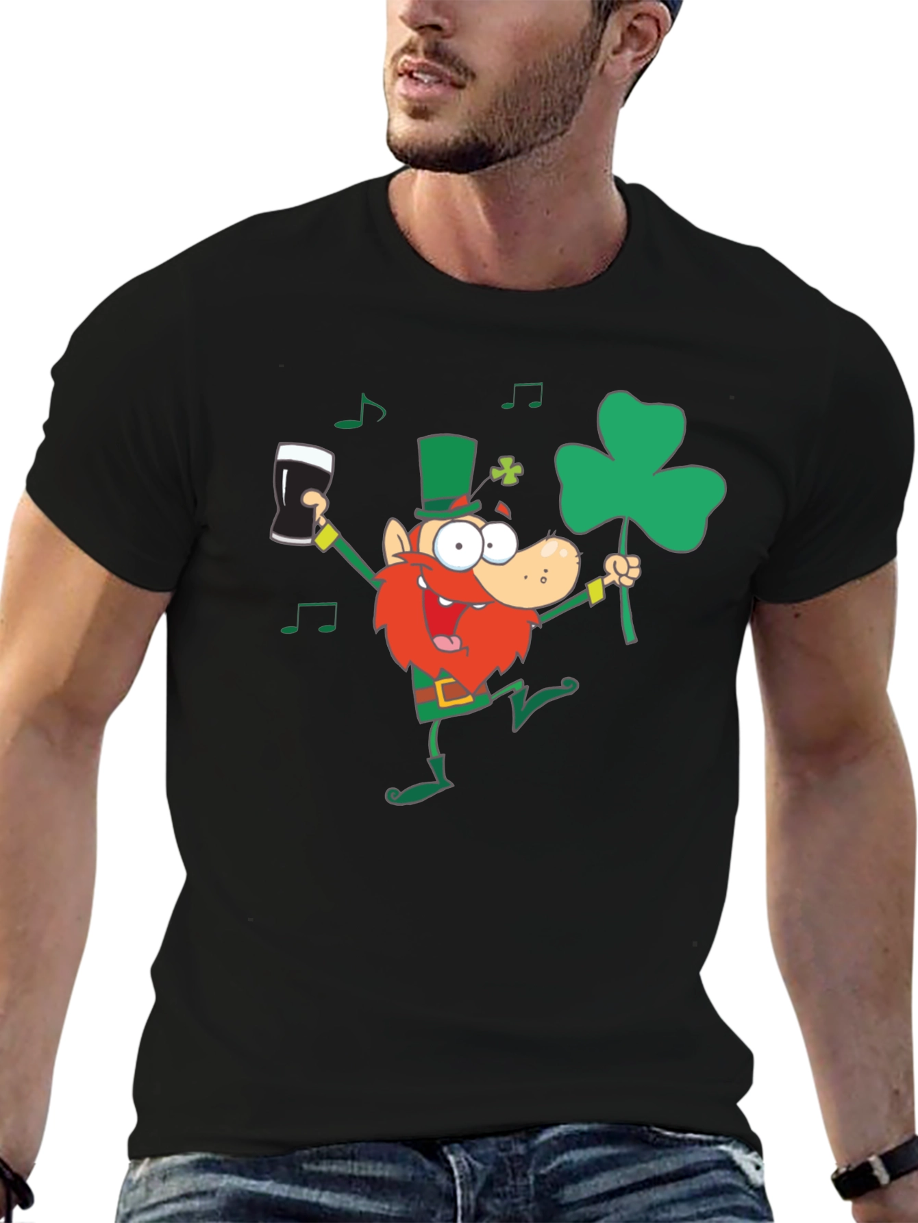 St Patricks Day Leprechaun Graphic Tee - Black