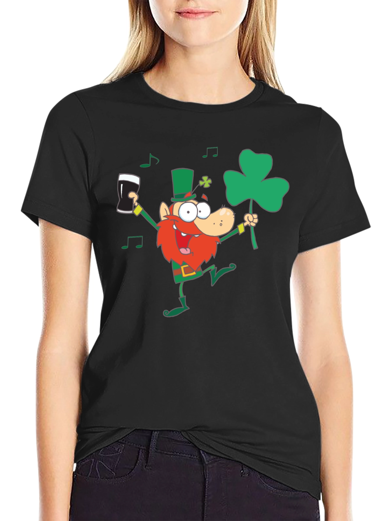 St Patricks Day Leprechaun Graphic Tee - Black