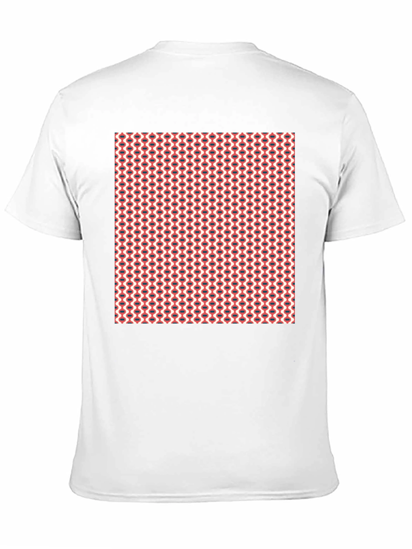 Retro Geometric Print Crew Neck Tee - Black