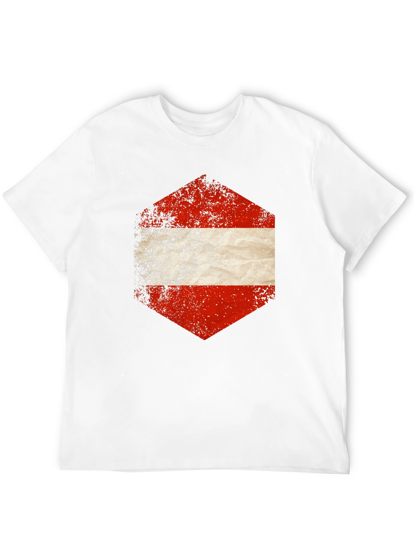 Austria Flag Hexagon Graphic Tee - Distressed Style