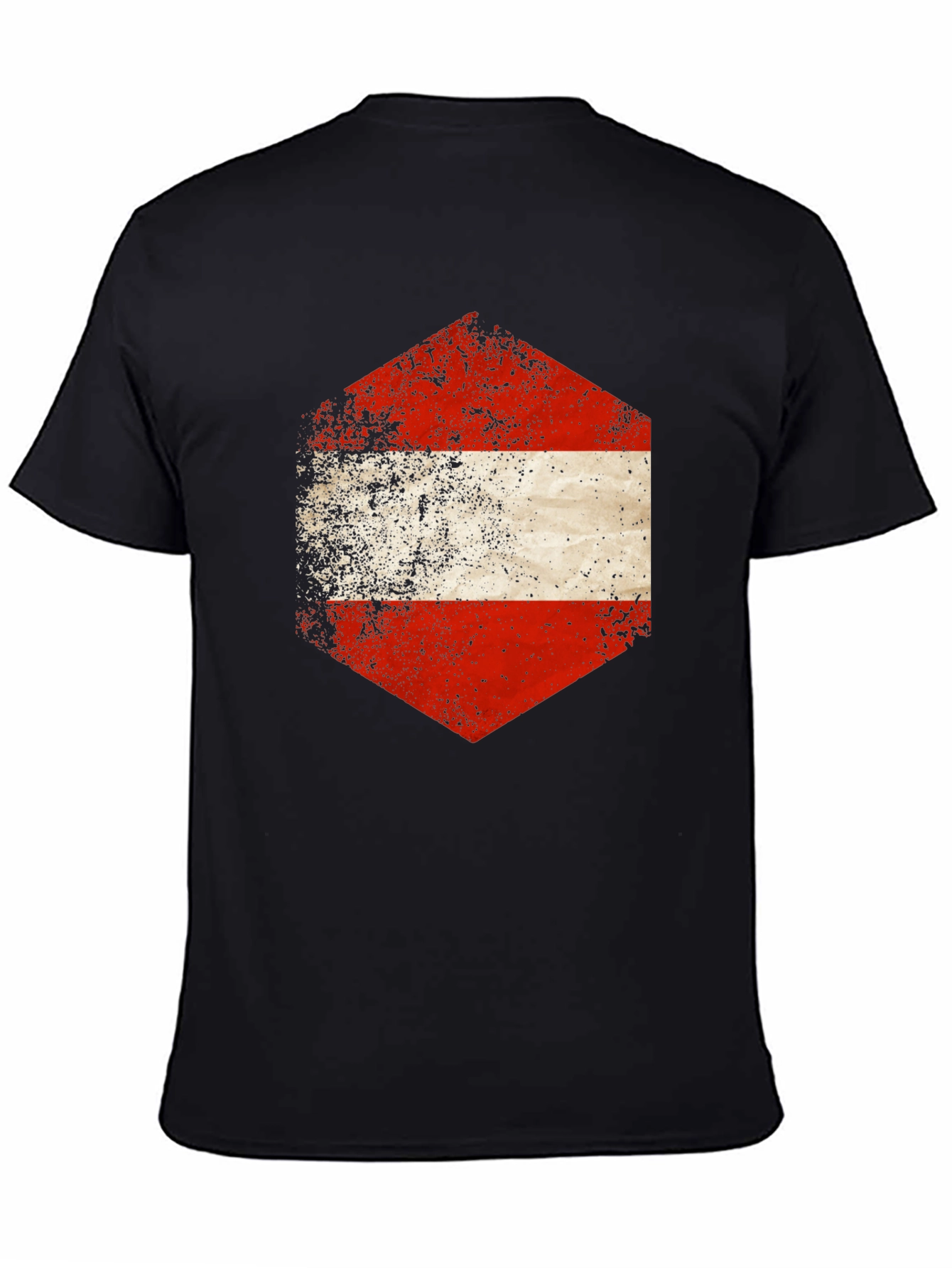 Austria Flag Hexagon Graphic Tee - Distressed Style
