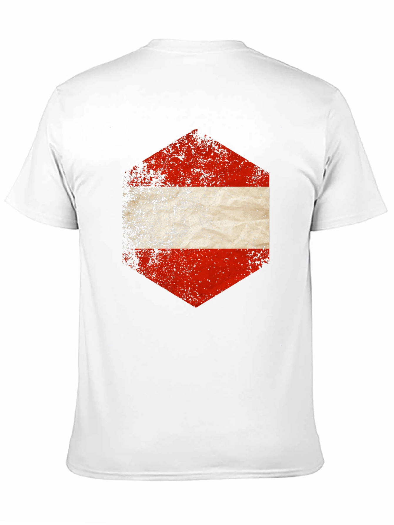 Austria Flag Hexagon Graphic Tee - Distressed Style