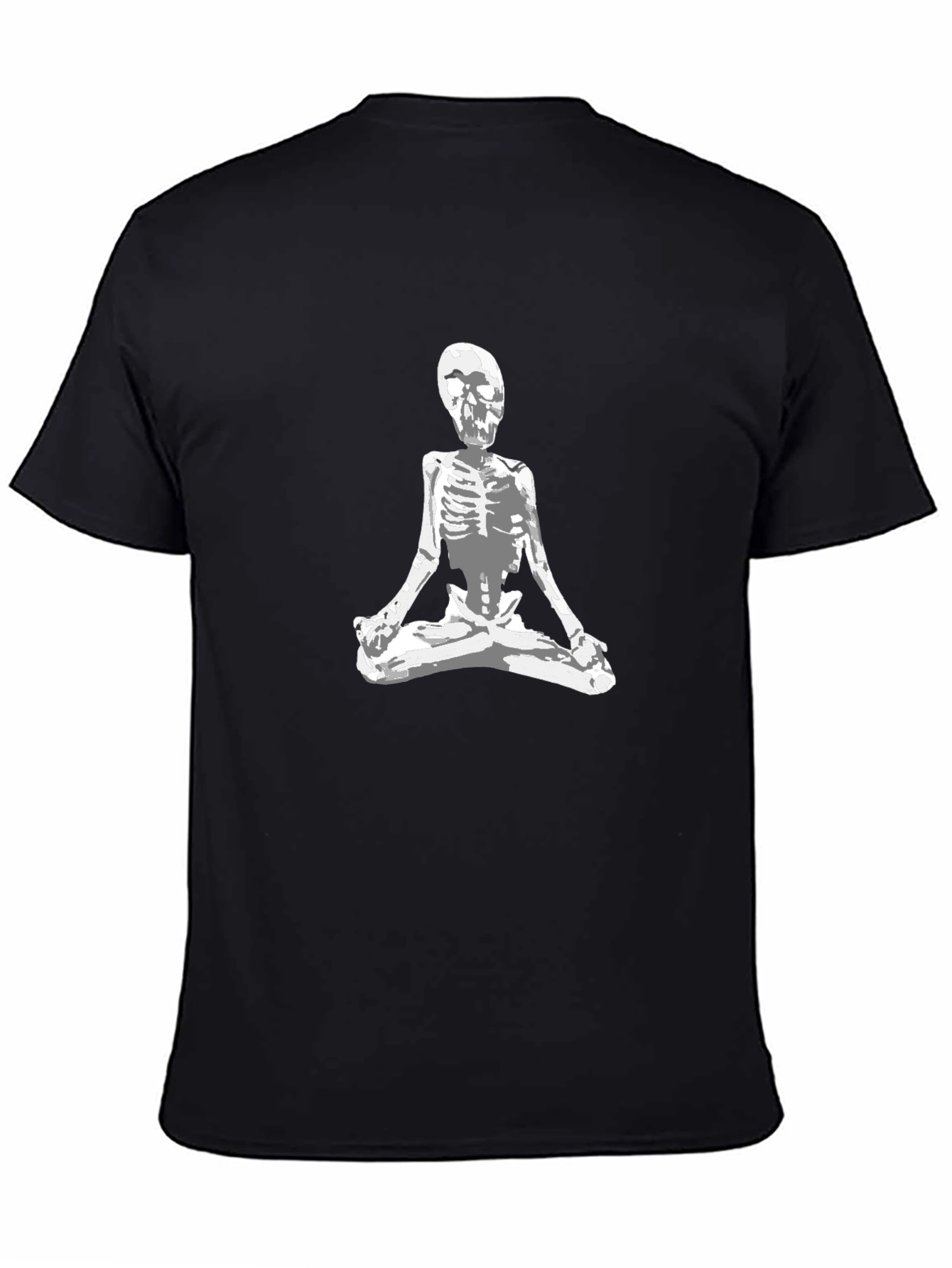 Meditating Skeleton Graphic Tee - Black Cotton Blend
